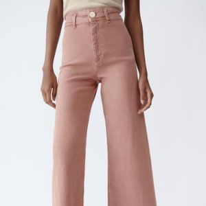 Zara Pink High Waisted Sailor Straight Jeans